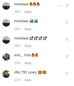 komentar umum di postingan Instagram dengan komentar yang hanya berisi emoji dan pujian satu kata