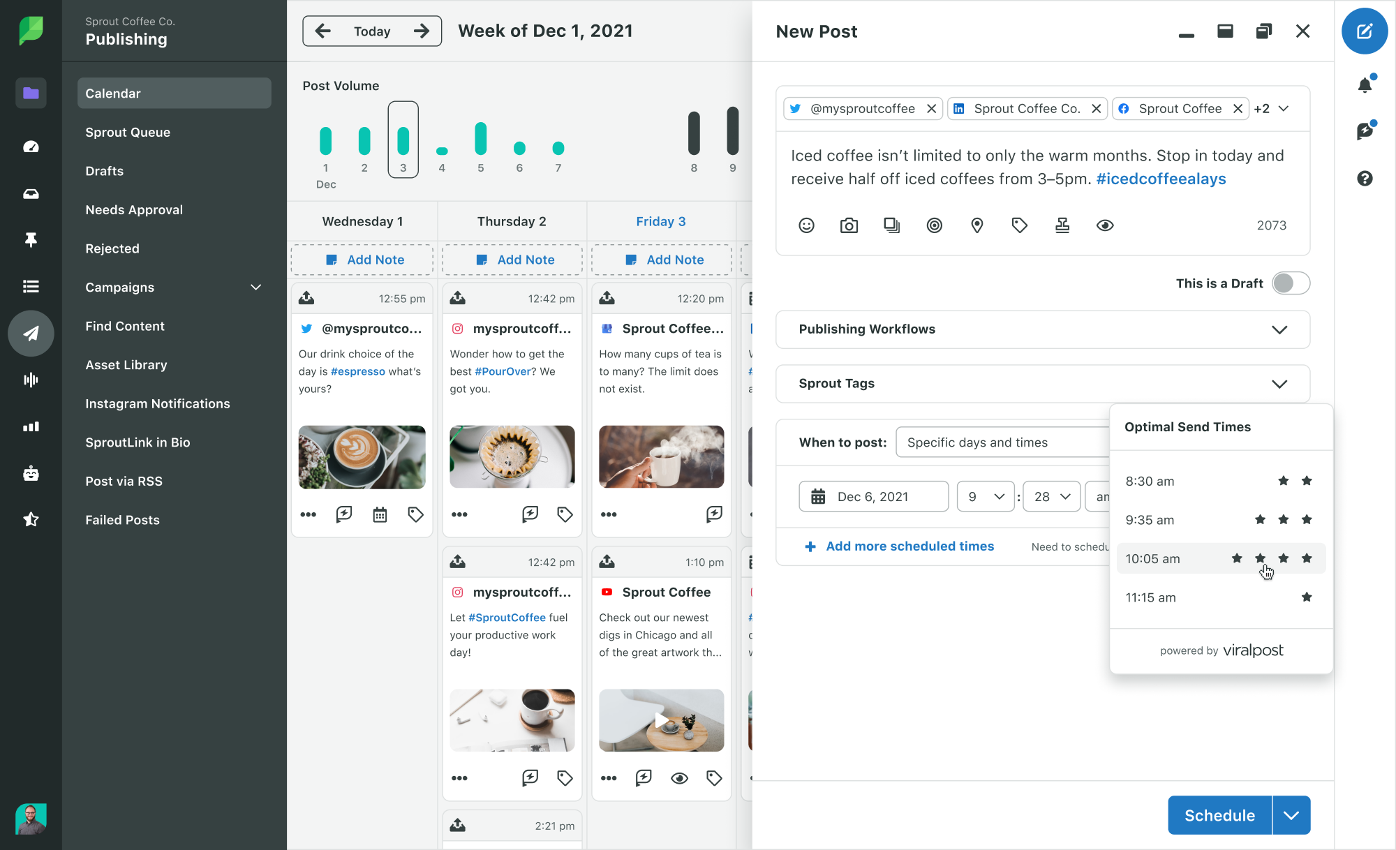 Susun dan jadwalkan Sprout dengan ViralPost