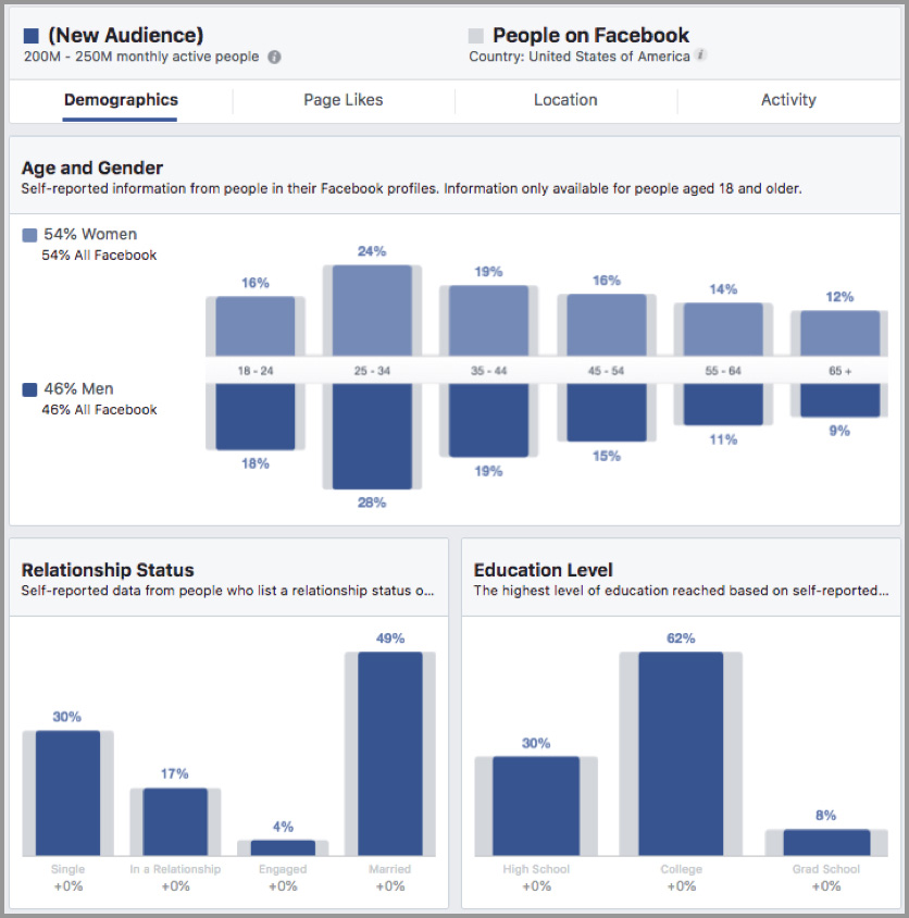 Informations sur l'audience Facebook