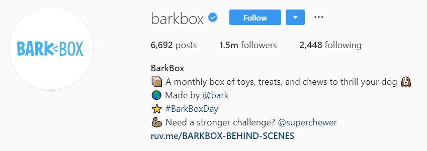 Poza de profil Instagram Barkbox