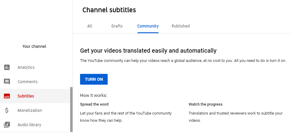 bagian subtitel youtube creator studio untuk mengaktifkan kontribusi komunitas adalah komponen yang sangat baik dalam strategi pemasaran youtube Anda