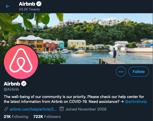 airbnb ملف تويتر الرئيسي