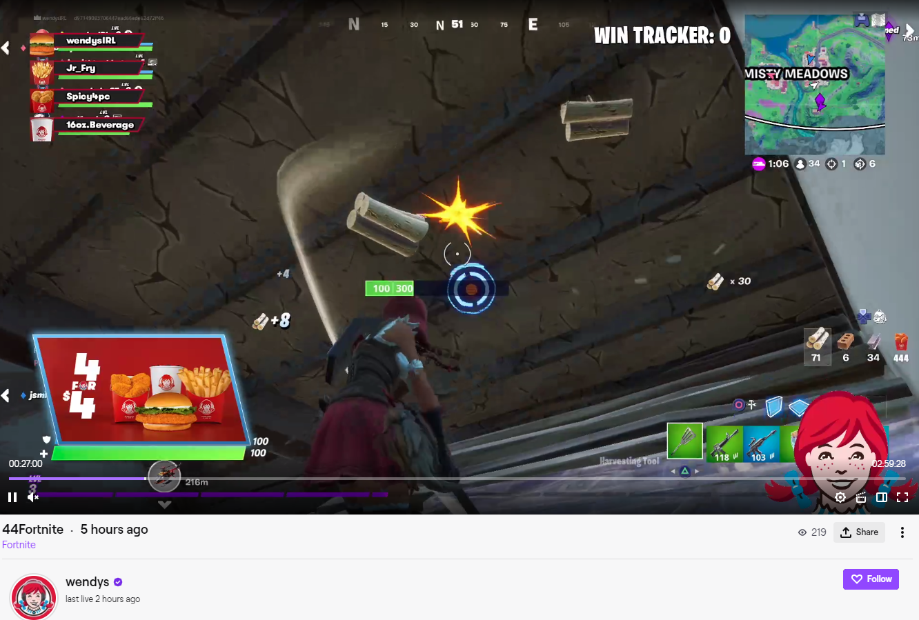 wendys fortnite na twitch