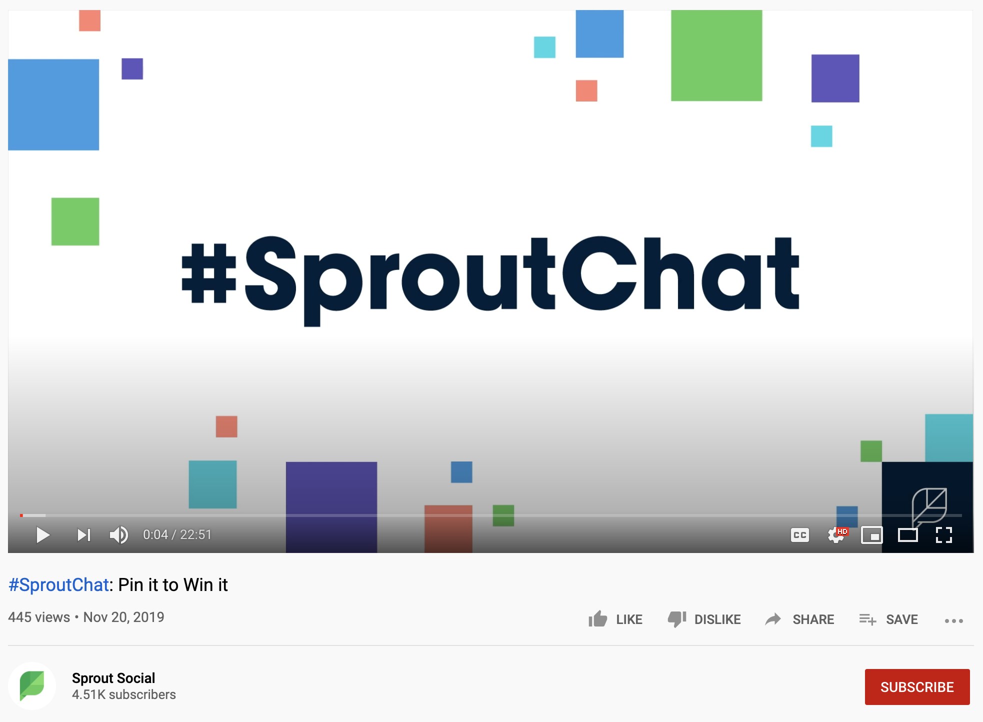 “#SproutChat：Pin It to Win It”YouTube 视频的屏幕截图。