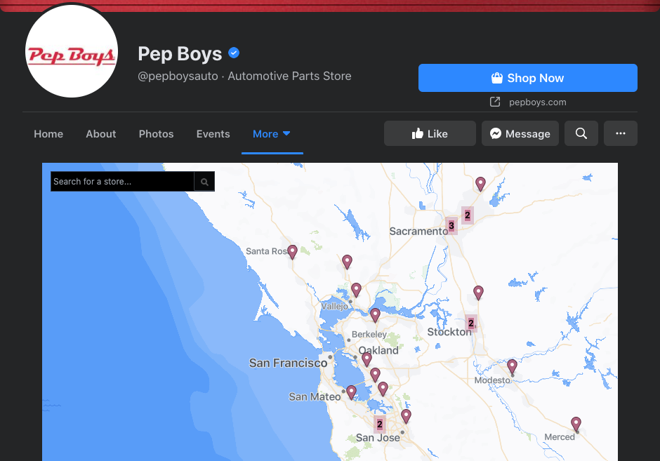 página de facebook de pep boys