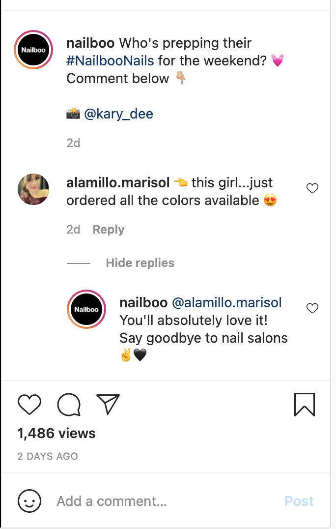 Nailboo odpowiada na komentarz na Instagramie