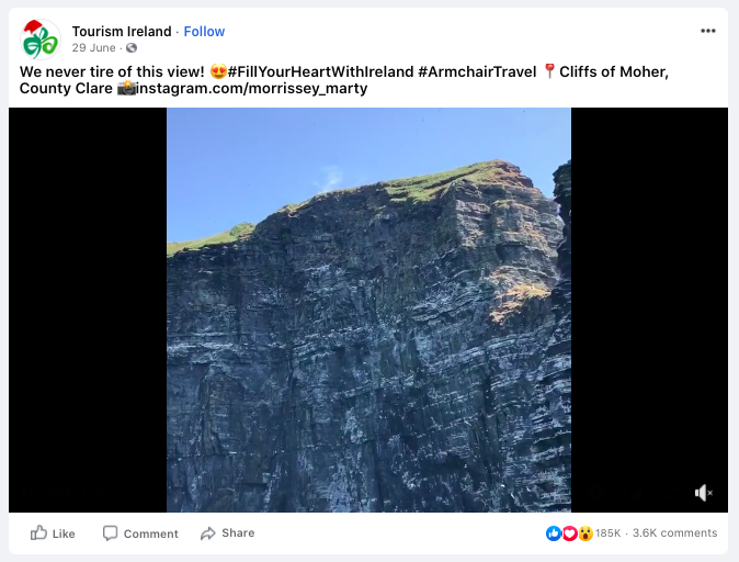 仮想旅行先の観光アイルランドFacebookビデオ