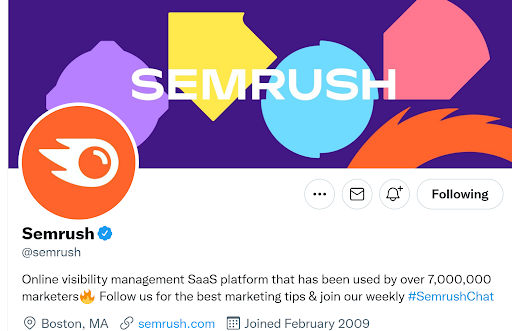 semrushソーシャルプロファイルの例