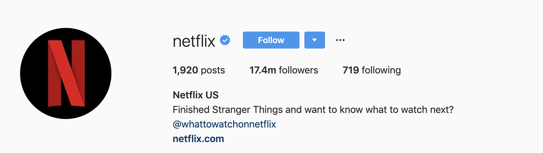 แบรนด์อย่าง Netflix แสดงตรารับรองสีน้ำเงินของ Instagram