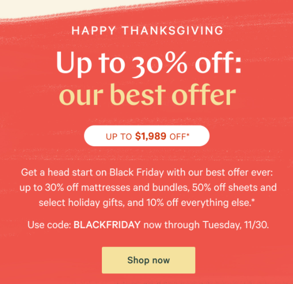 Casper usa campanhas de férias em torno das metas de receita da Black Friday.