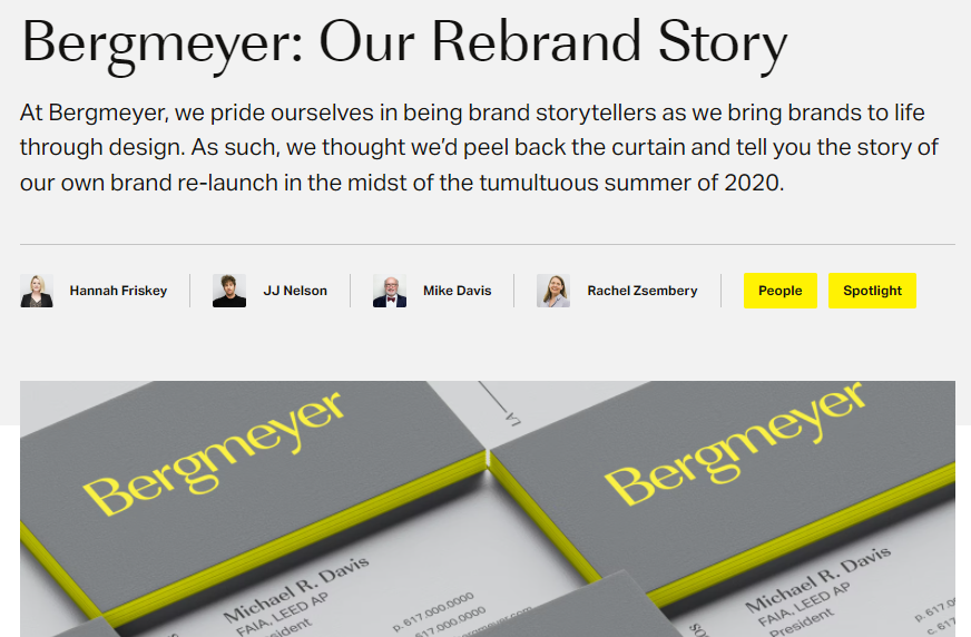 Anúncio do blog de rebrand de Bergmeyer