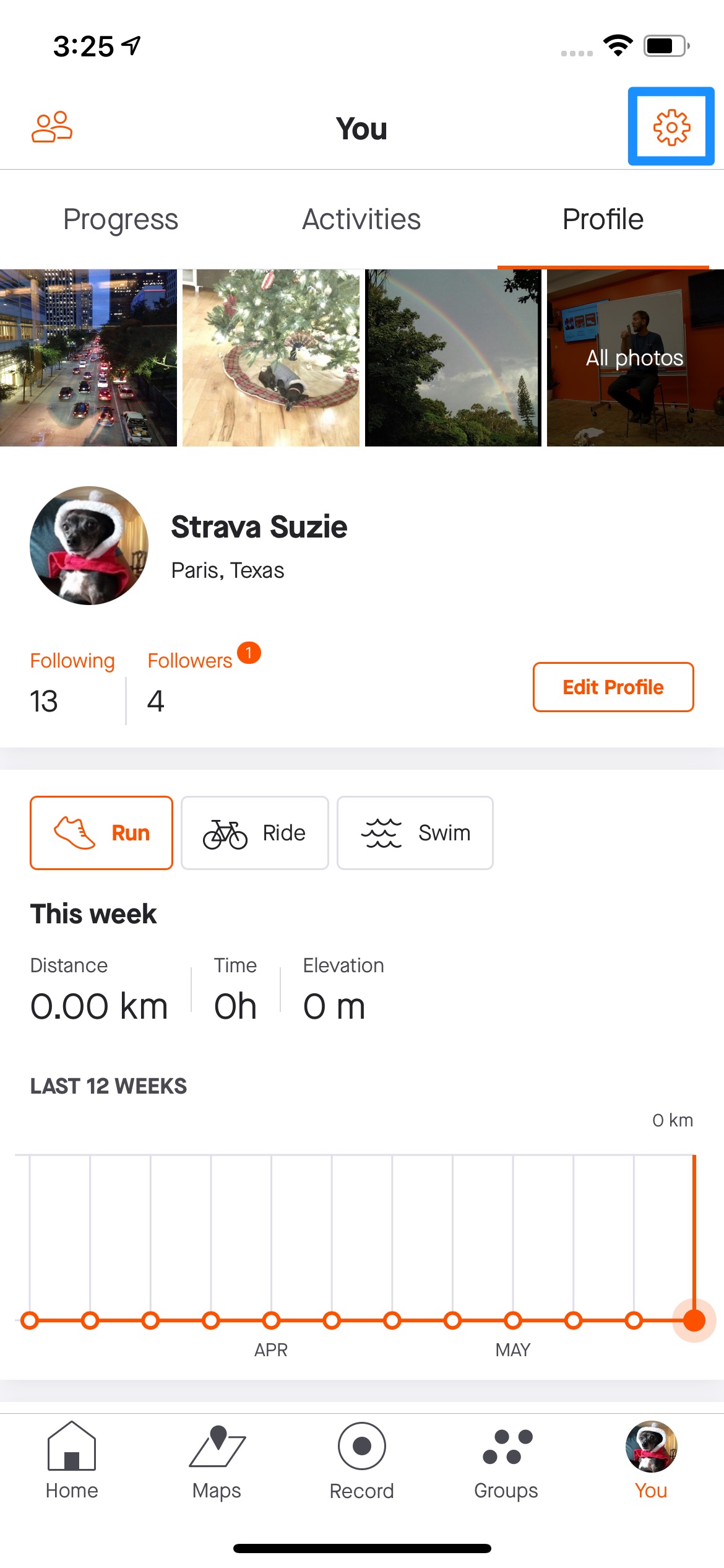 สกรีนช็อตของโปรไฟล์ผู้ใช้สาธิต Strava