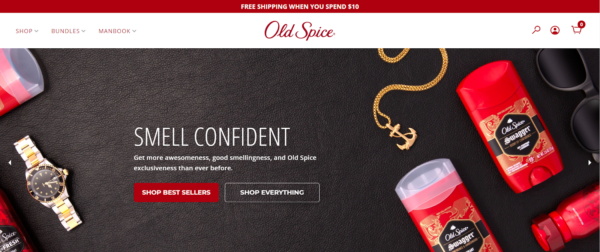 marketing personalizado en una página de destino: ejemplo de Old Spice