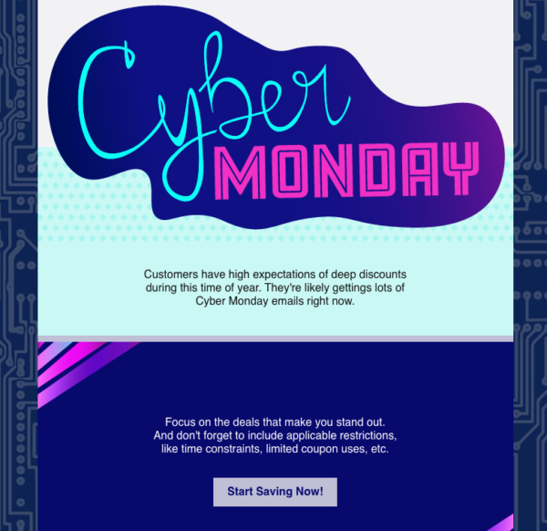 Modelo de Cyber ​​Monday com tema tecnológico para e-mail