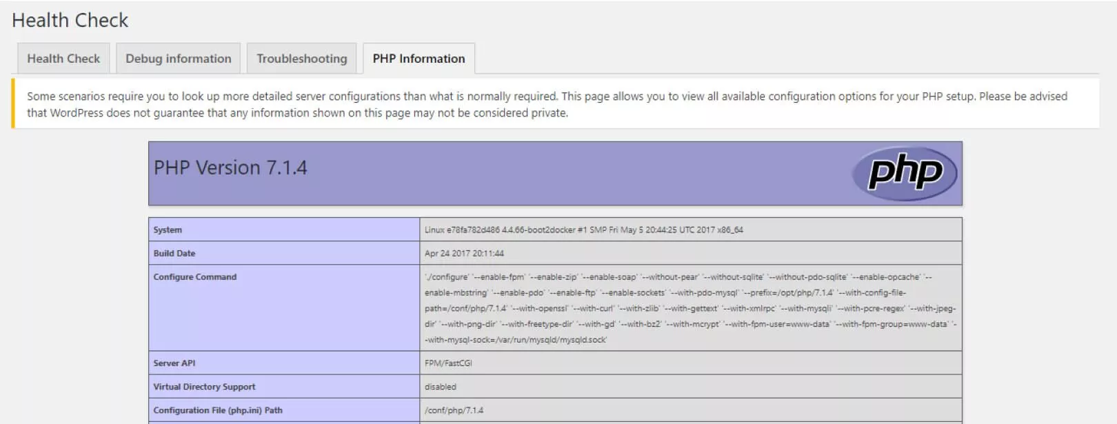 Informazioni PHP