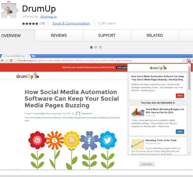 DrumUp Chrome Extension