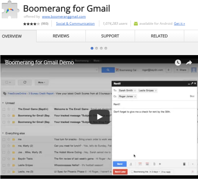 Boomerang Chrome Extension