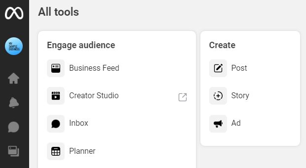accedere allo studio creatore di Facebook da Meta Business Suite