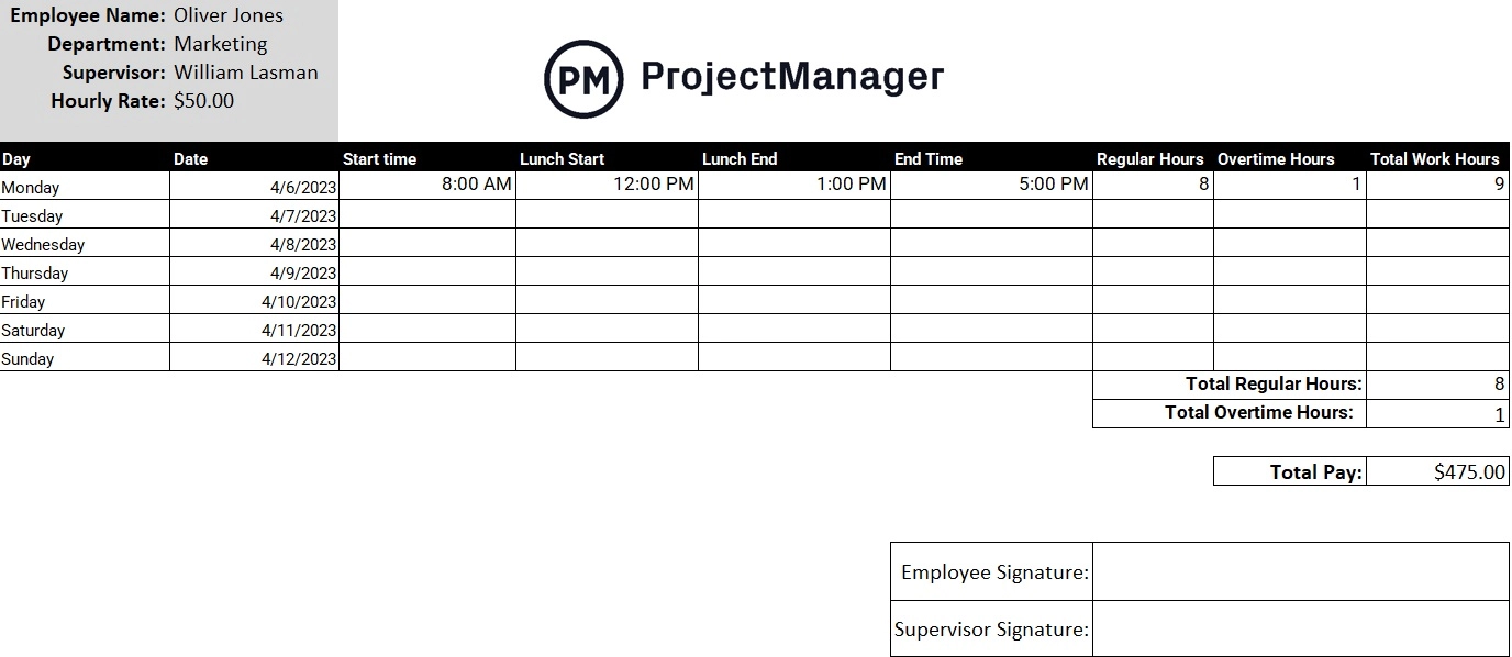 modello di foglio presenze gratuito per Excel