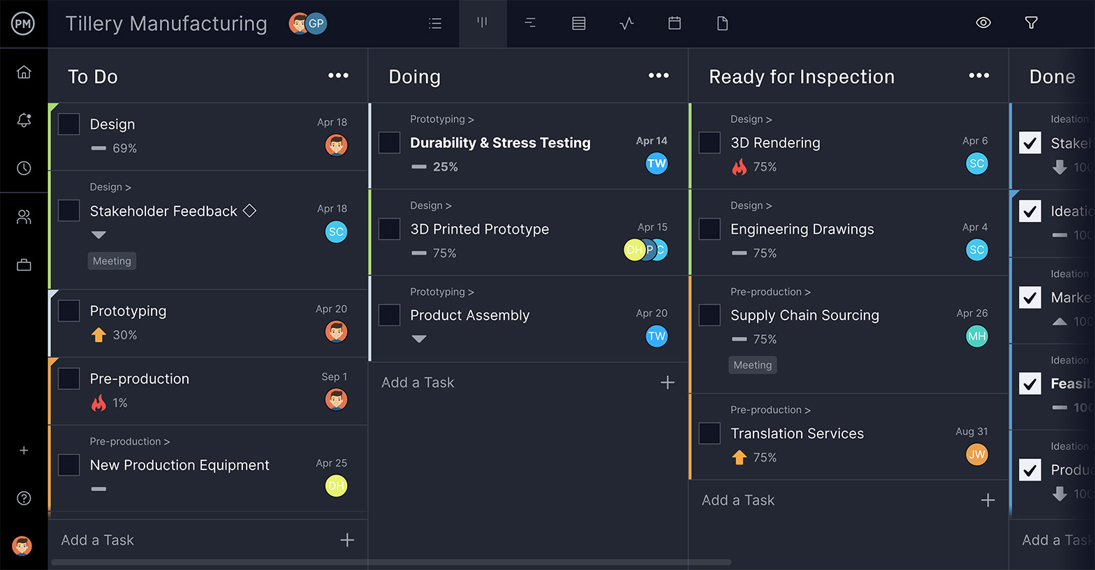 Tablica kanban ProjectManagera