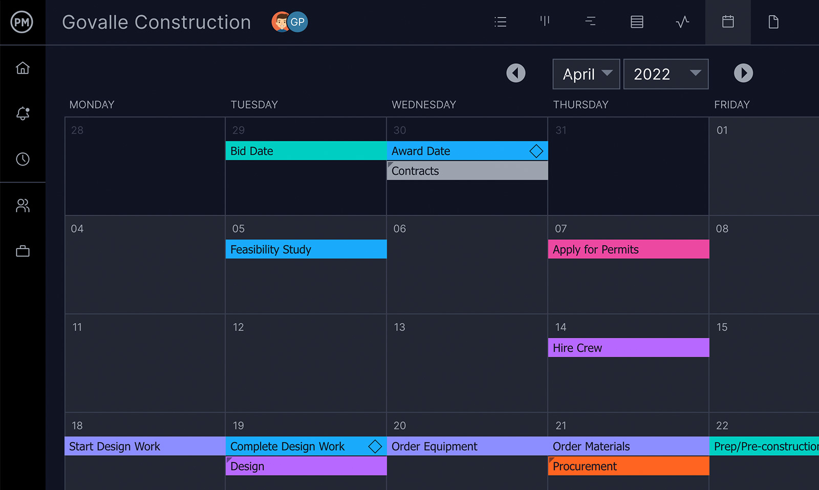 Alternativa a Basecamp con vista de calendario