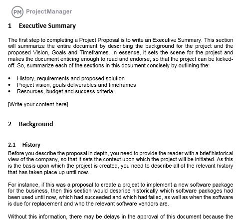 Template proposal proyek di ProjectManager