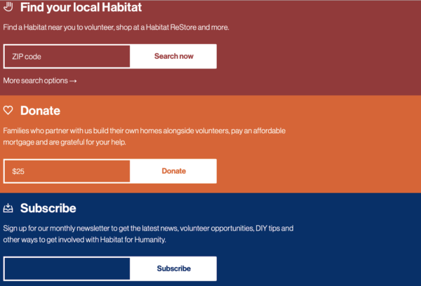Habitat for Humanity tem uma opção de inscrição em seu site