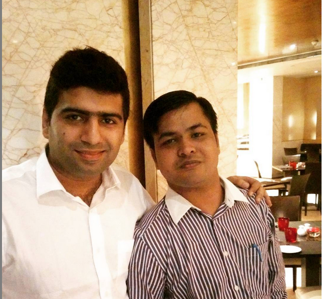 Aishwin Vikhona with Dipesh Garg (Founder, Truelancer)