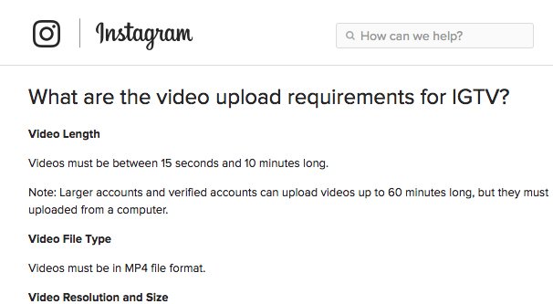 Persyaratan Video IGTV