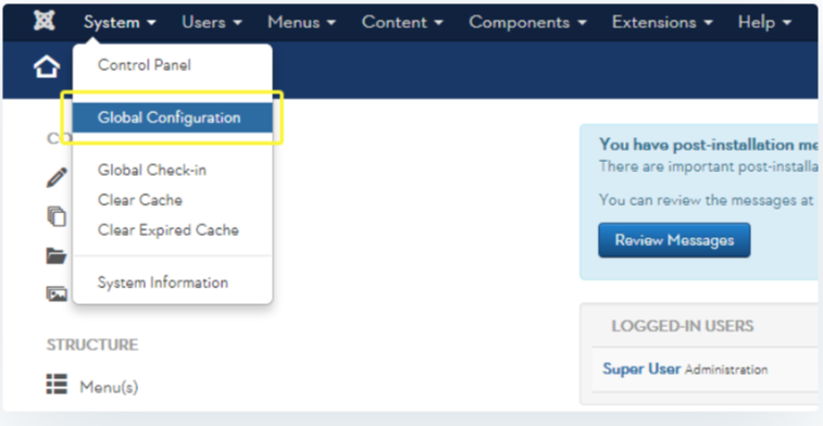 Global Configuration Panel- Migrate Joomla to WordPress