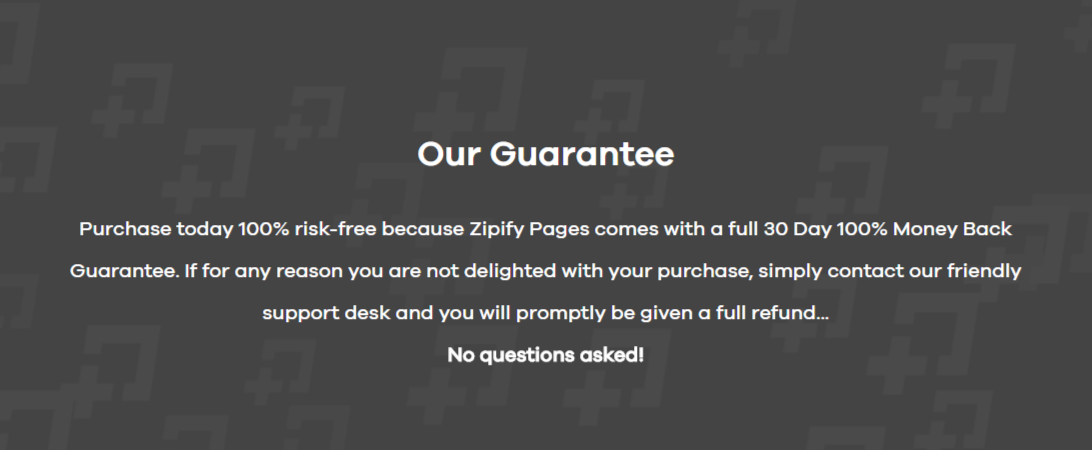 Zipify Review- Money Back Guarantee 