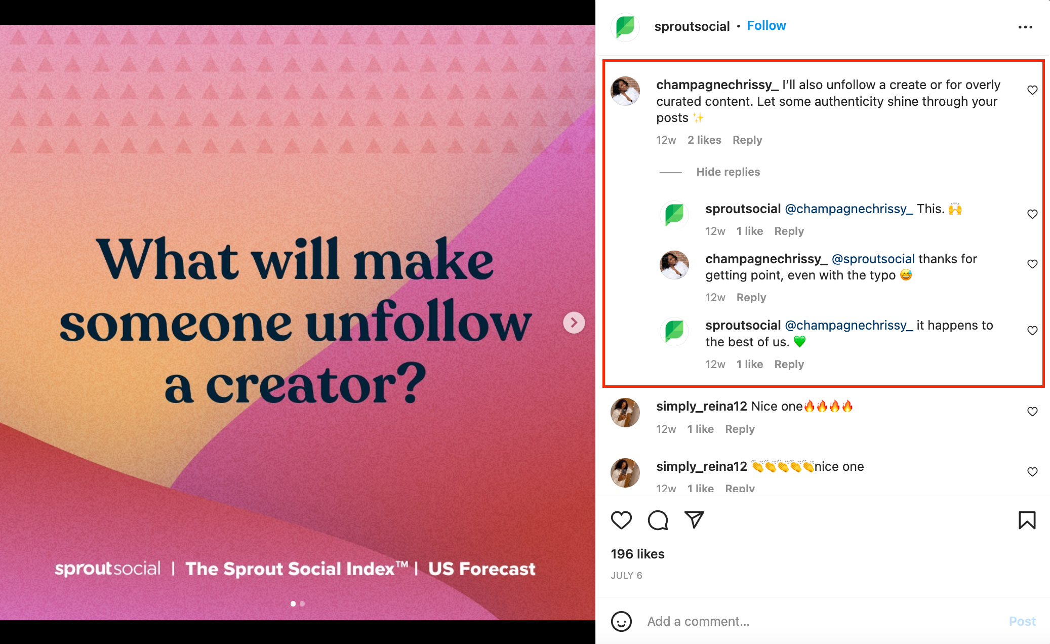 Contoh Sprout Social Instagram