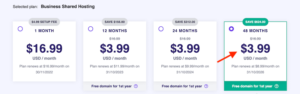 Hostinger Cart Options