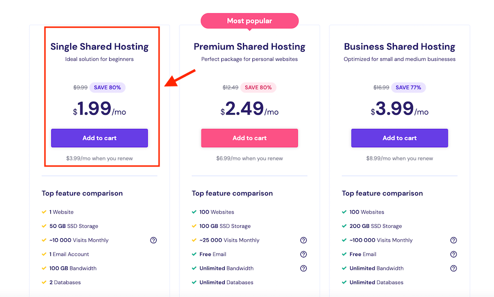 Hostinger Pricing Plans