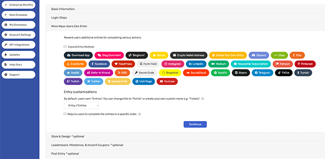 SweepWidget - types de méthodes de saisie