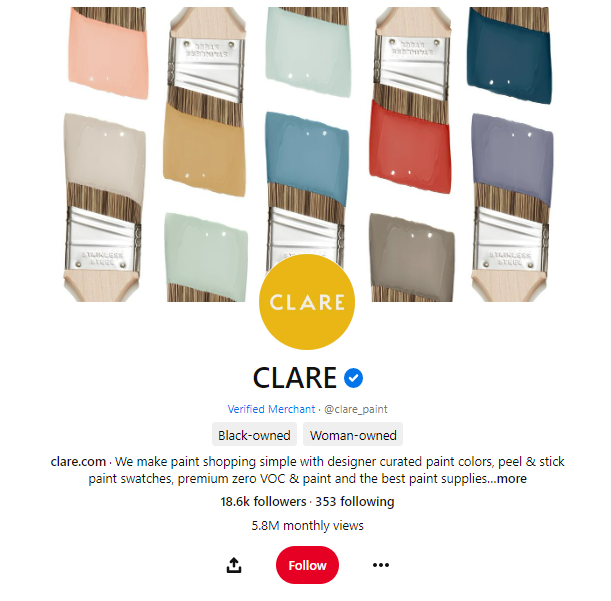 Clare 的 Pinterest 帳戶包括一個很棒的社交媒體簡歷。