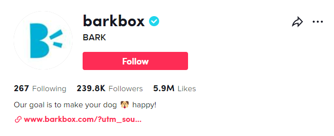 Barkbox 的 TikTok 帳戶包括一個很棒的社交媒體簡歷。