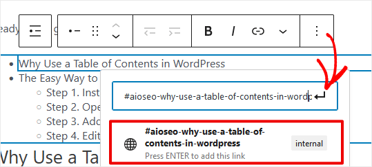 WordPress ToC アンカーテキストの内部リンク