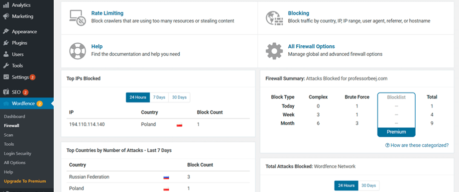 WordFence WordPress 主題插件安全功能