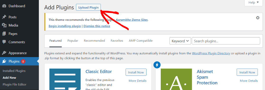 Unggah plugin ke WordPress