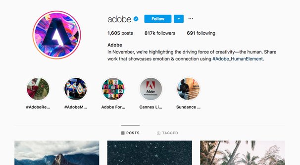 Adobe Instagram 个人资料
