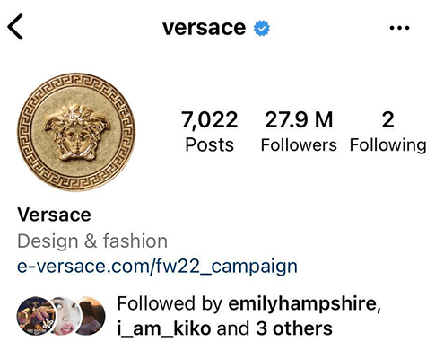 Logo-ul Versace Instagram