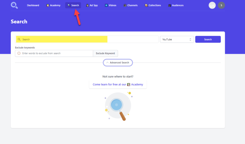 Pesquisa por palavra-chave - Interface de pesquisa