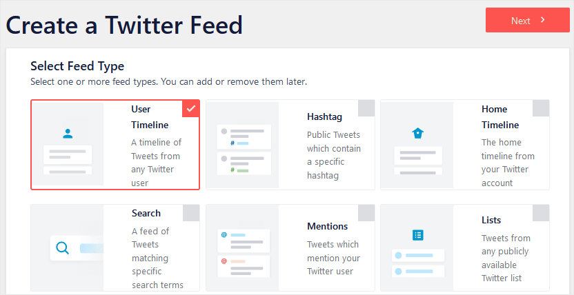 Twitter Feed Pro for WordPress 選択タイプ