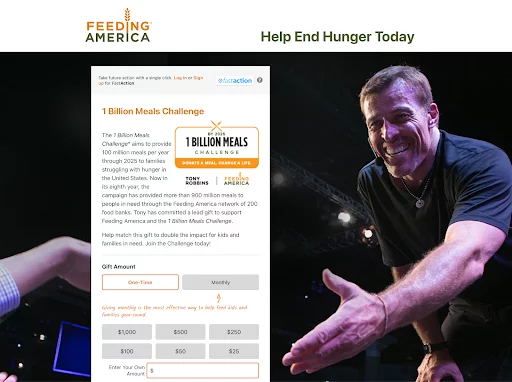 Tony Robbins și Feeding America's 1 Billion Meals Challenge