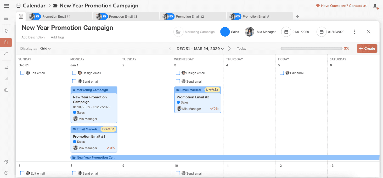 Calendarul de marketing al CoSchedule permite utilizatorilor să introducă promoții în campaniile existente