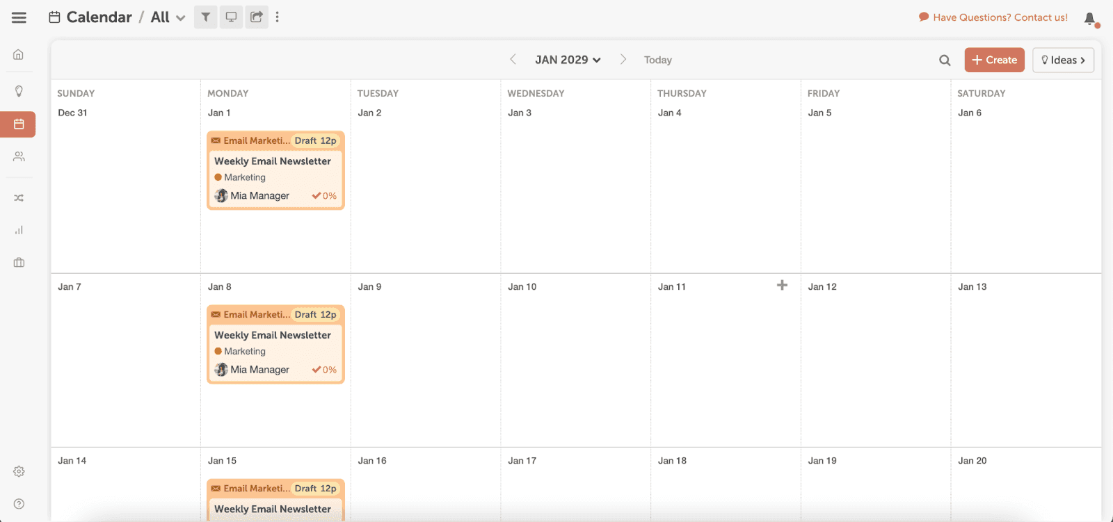 Calendarul CoSchedule cu sarcini desemnate