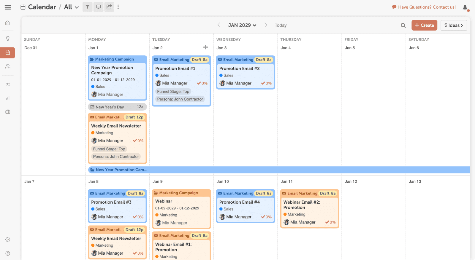 Calendarul CoSchedule permite mutarea proiectelor la date noi