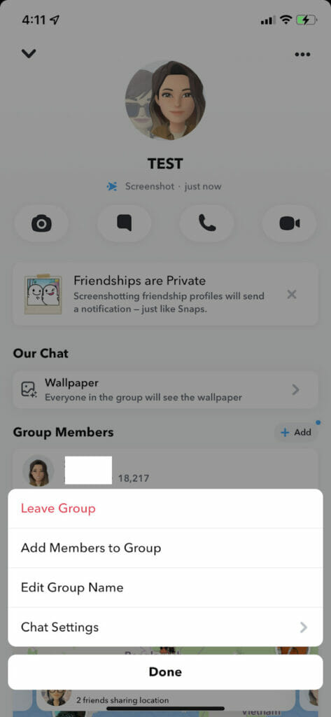 “Tinggalkan Grup” / Snapchat