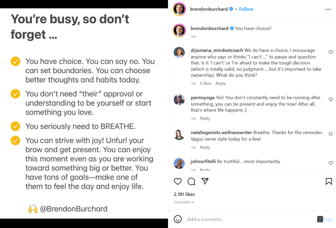 Brendon Burchard สร้างแรงจูงใจบน Instagram